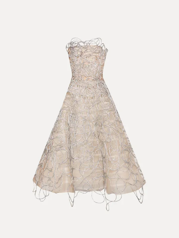 Vestido de cordão bordado de cristal