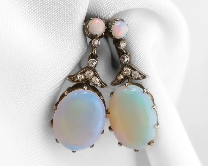 Victorian Opal & Diamond Earrings