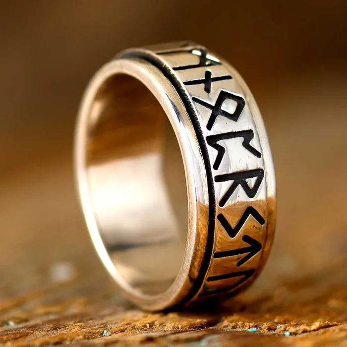 Viking Rune Fidget Men’s Ring Sterling Silver