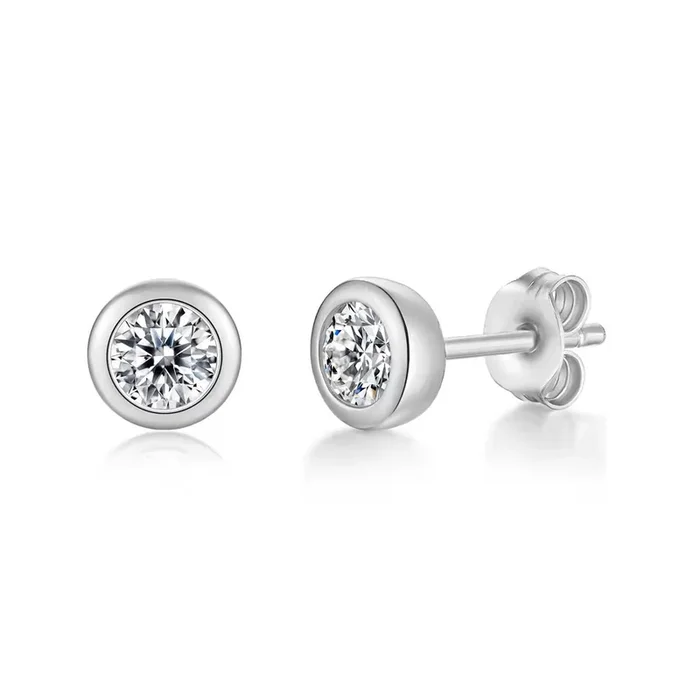 Vilette Moissanite Modern Bezel Stud Earrings