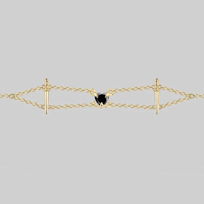VINDICATE. Swords & Onyx Heart Choker – Gold