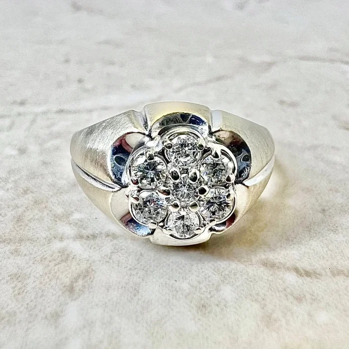 Vintage 14 Karat Gold 1/2 Carat Diamond Cluster Ring
