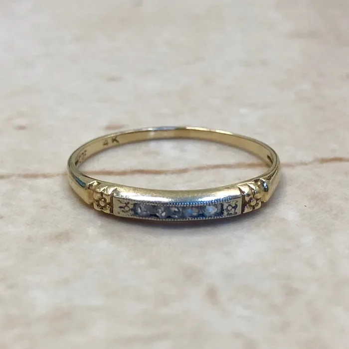 Vintage 14 Karat Gold Rose Cut Diamond Stackable Ring