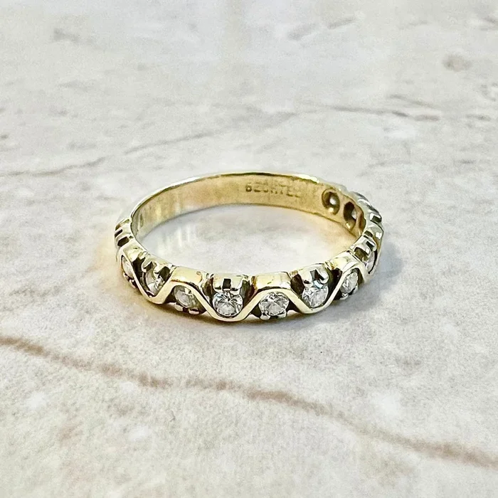 Vintage 14 Karat Yellow Gold 0.40 Carat Diamond Half-Eternity Band Ring