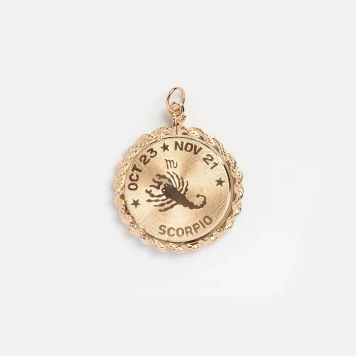 Vintage 14k Scorpio Textured Coin Charm