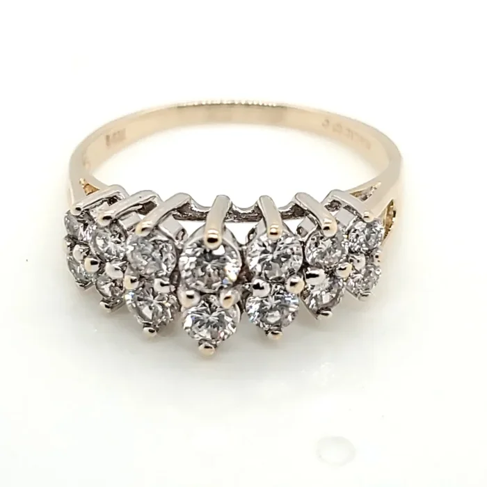 Vintage 14kt Yellow Gold Double Row Diamond Wedding Band