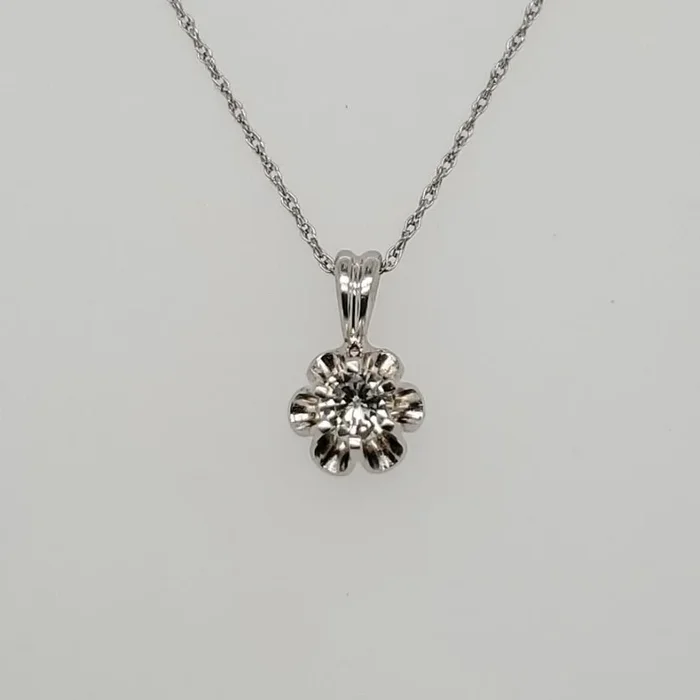 Vintage .20 Carat Round Diamond Drop Necklace