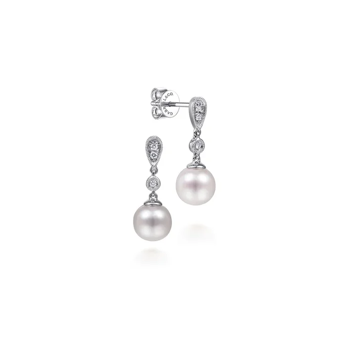 Vintage Diamond and Pearl Drop Earrings