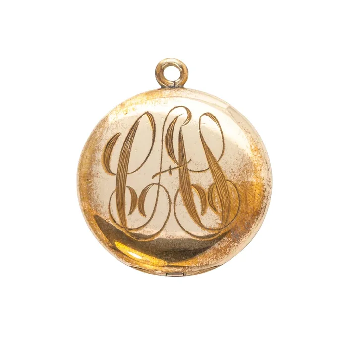 Vintage Engraved Monogram Gold-Filled Round Locket Pendant