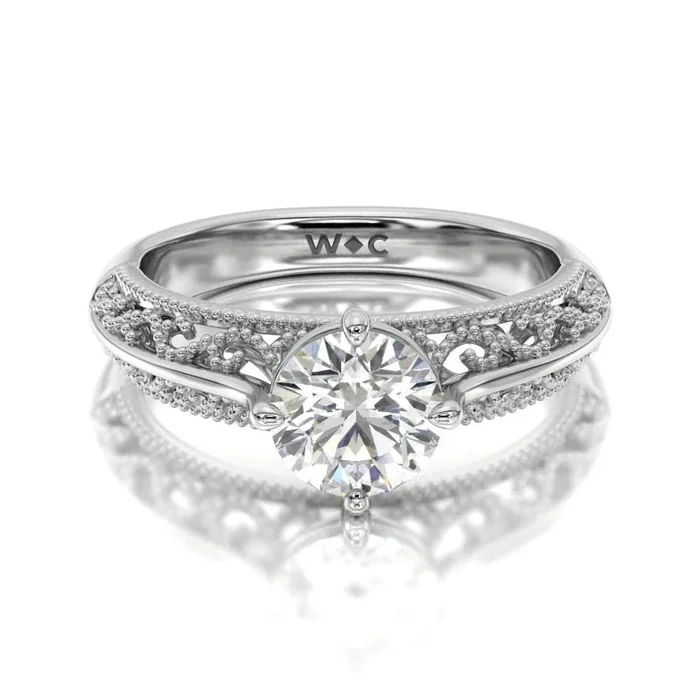 Vintage Filigree Lab Grown Diamond Engagement Ring