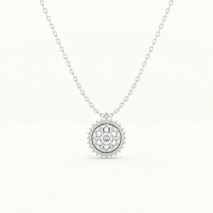 Vintage Glamour Floral 925 Sterling Silver Necklace