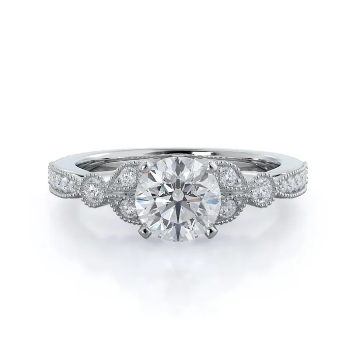 Vintage Leaf Diamond Engagement Ring – Home Preview