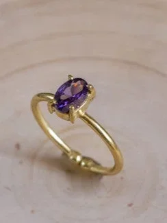 Violet Glow Brass Adjustable Ring (Anti Tarnish)