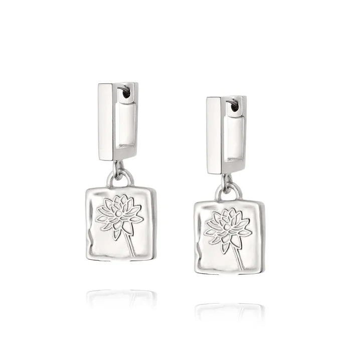 Water Lily Drop Earrings Sterling Silver