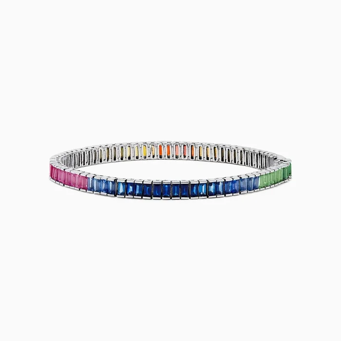 Watercolors 14K White Gold Multi Sapphire Tennis Bracelet
