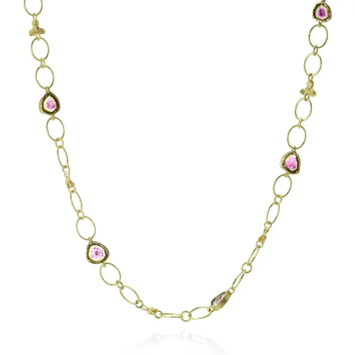 Watermelon Toumaline Link Necklace