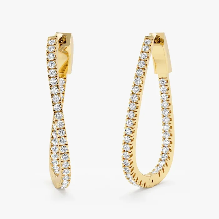 Wavy Diamond Hoop Earrings, Amanda