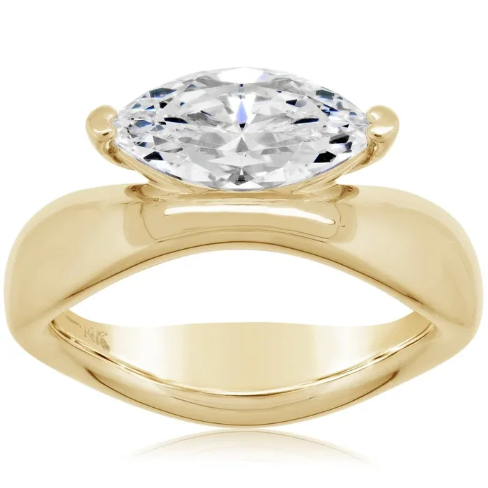 Wavy Marquise Solitaire Engagement Setting