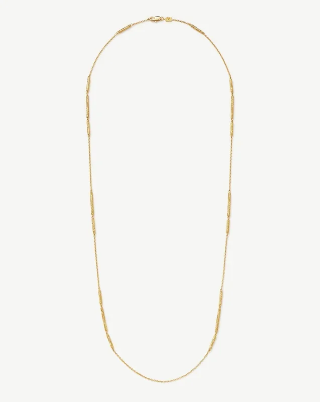 Wavy Ridge Extra Long Chain Necklace