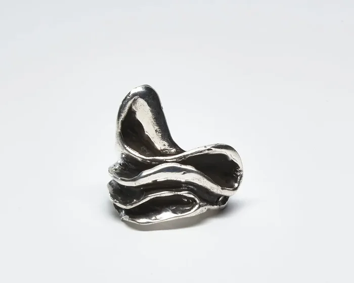 Wax Cast Oxidized Sterling Silver Swirl Ring