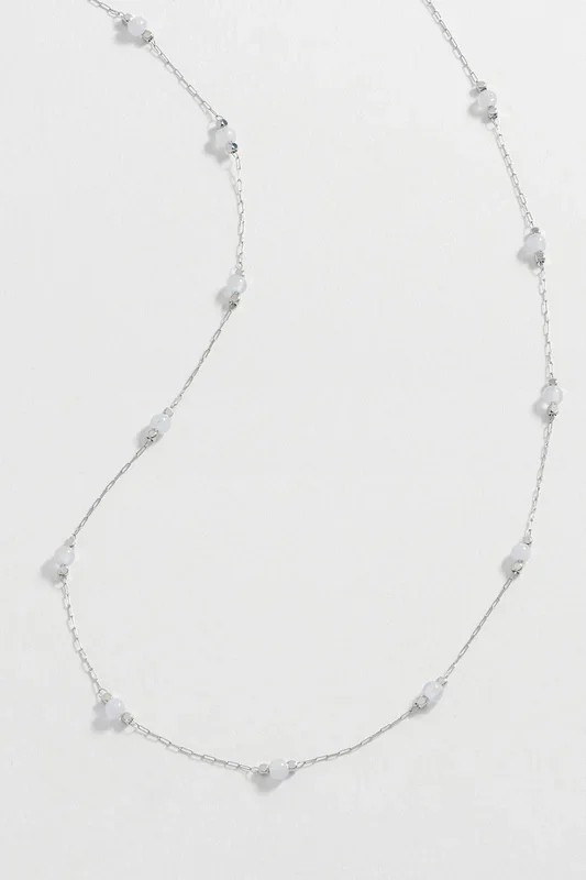 Wellness Blue Lace Agate Gemstone Bead Necklace
