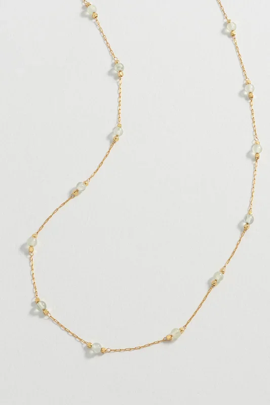 Wellness Prehnite Gemstone Bead Necklace