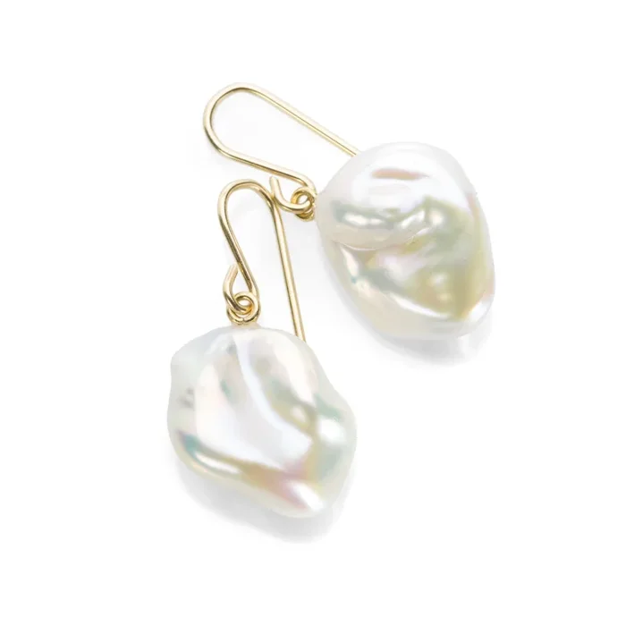 White Baroque Freshwater Pearl Earrings