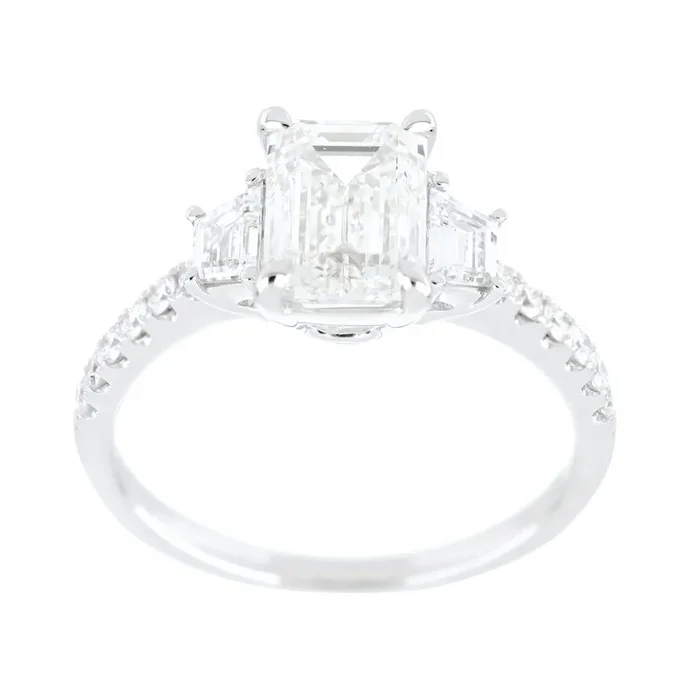 White Diamond Ring (White Diamond 2 cts. G SI1 White Diamond 0.34 cts. White Diamond 0.2 cts.)