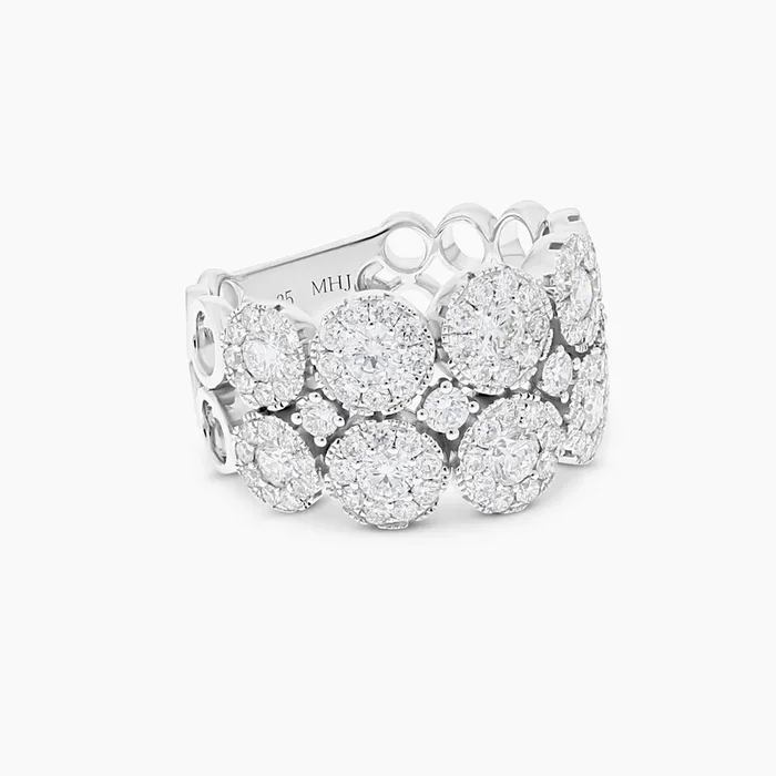 White Gold and Diamond Circle Cluster Ring