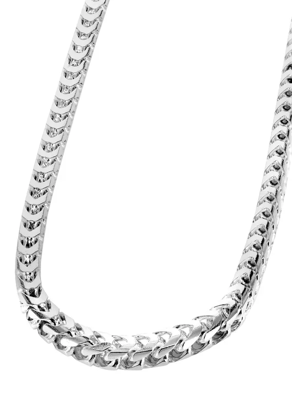 White Gold Chain – Mens Solid Franco Chain 10K/14K White Gold