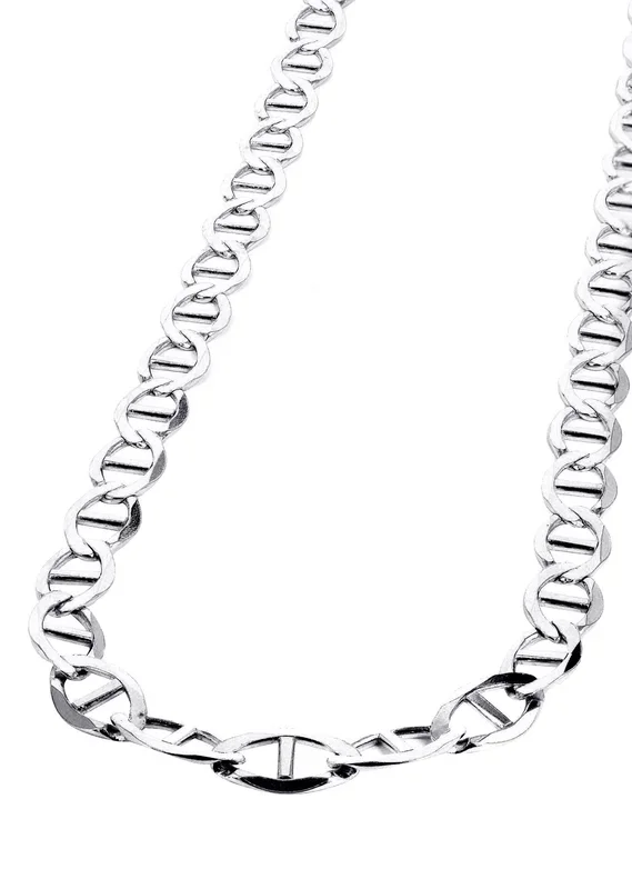 White Gold Chain – Womens Solid Mariner Chain 10K Gold
