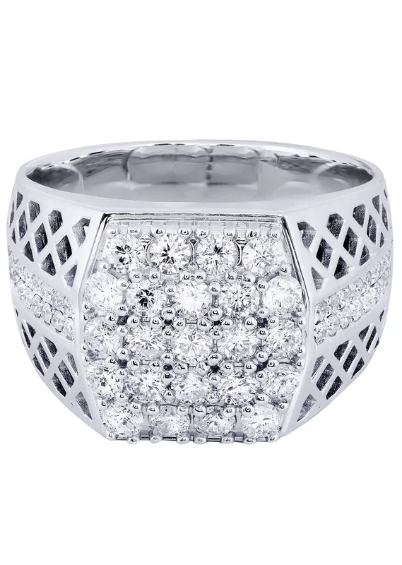 White Gold Mens Diamond Ring| 1.53 Carats| 12.89 Grams