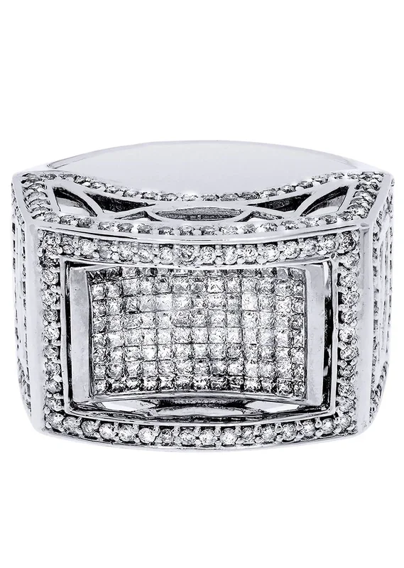 White Gold Mens Diamond Ring| 2.42 Carats| 15.75 Grams