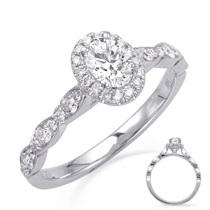 White Gold Oval Halo Engagement Ring