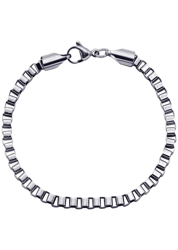 White Gold Plated Box Bracelet