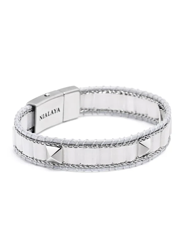 White Jade Stud Bracelet