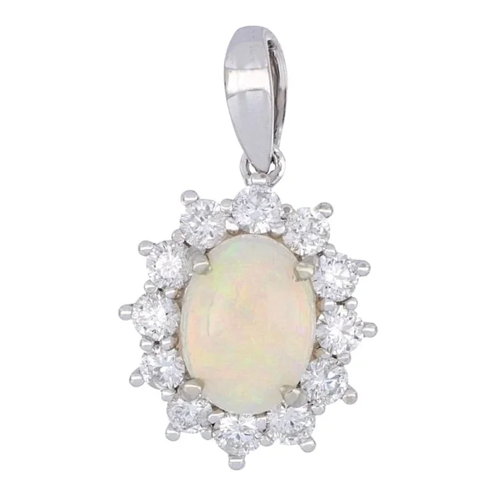 White Opal Pendant (White Opal 0.86 cts. White Diamond 0.52 cts.)