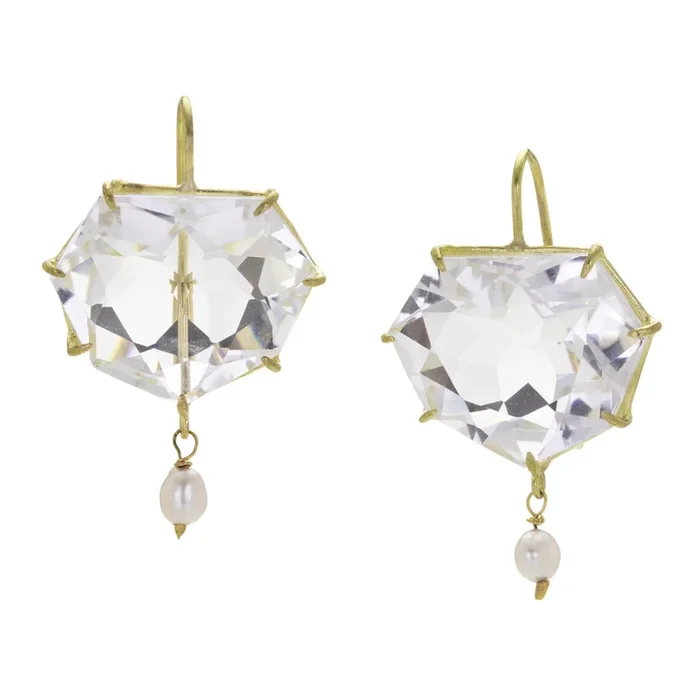 White Topaz and Keshi Pearl Drop Earrings