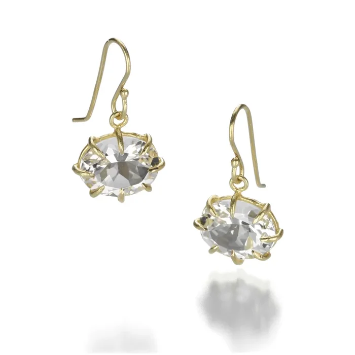White Topaz Oval Drop Earrings