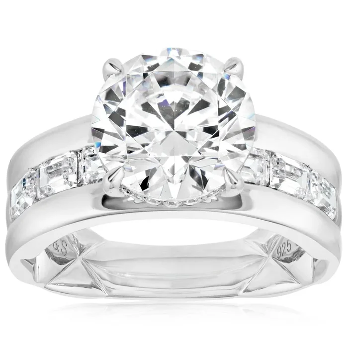 Wide Engagement Ring Setting for 4 Carat Round Diamond