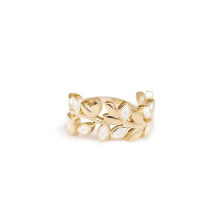 Wide Leaf Diamond Band