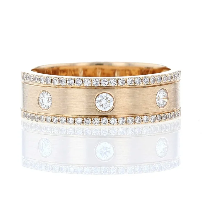 Wide Satin Finish Diamond Band