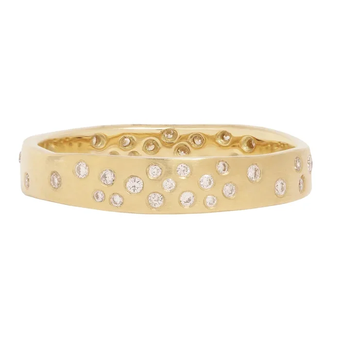 Wide White Diamond Starry Night Band