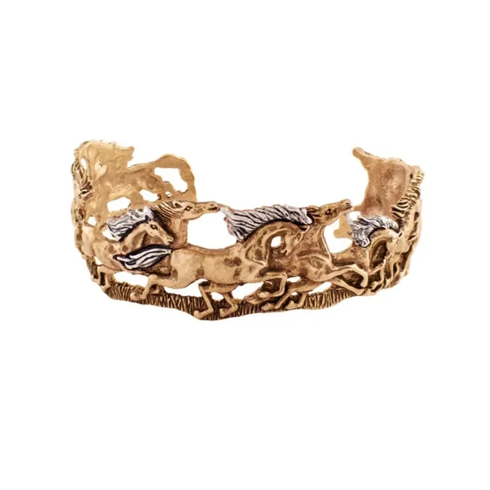 Wild and Free Cuff in Bronze with Silver Accents – Narrow
