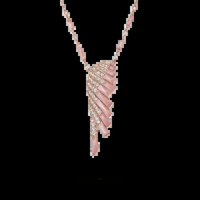 Wings Rising Pink Opal and Diamond Slider Pendant | In 18ct Rose Gold