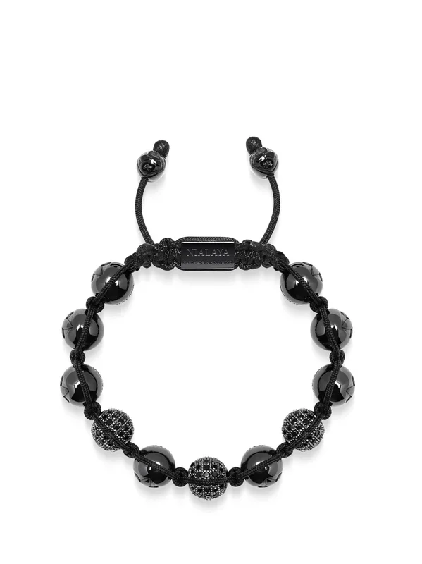 Women’s Beaded Bracelet with Black Ceramic and Black CZ Beads
