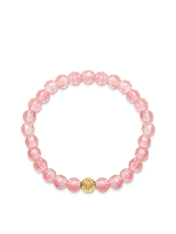 Women’s Wristband with Cherry Quartz and Gold