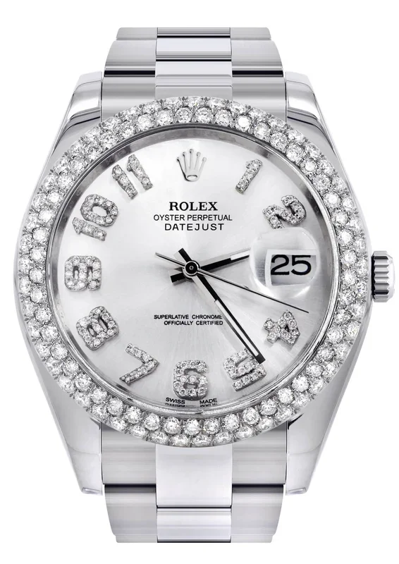 Womens Rolex Datejust II Watch | 41 MM | White Diamond Dial | Two Row | Oyster Band