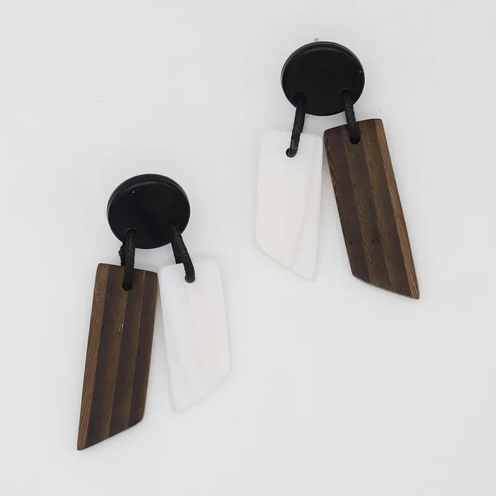 Wood and Shell Inlay Aurora Earrings