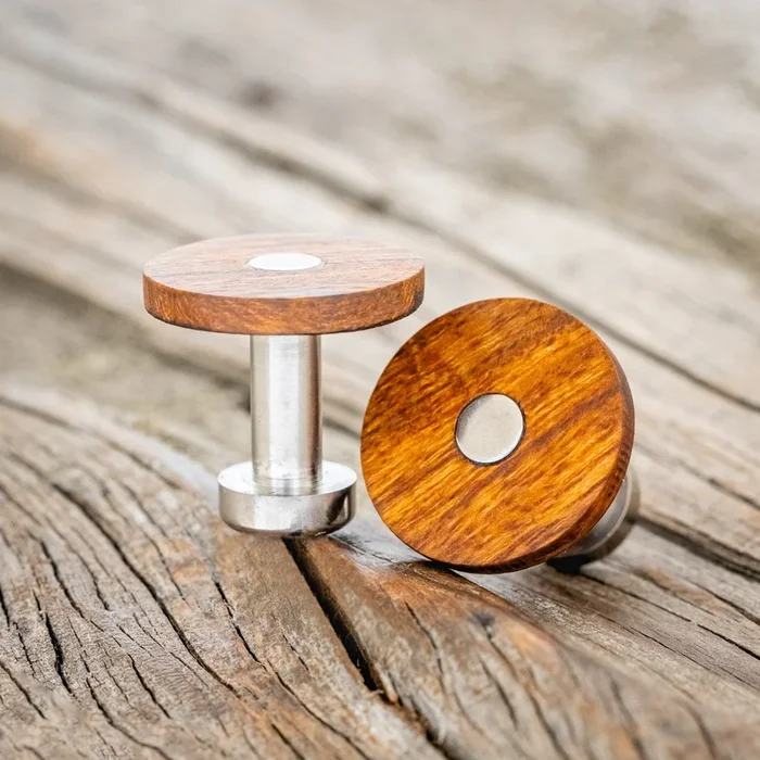 WOOD TOPPED CUFFLINKS W/ TITANIUM BASES